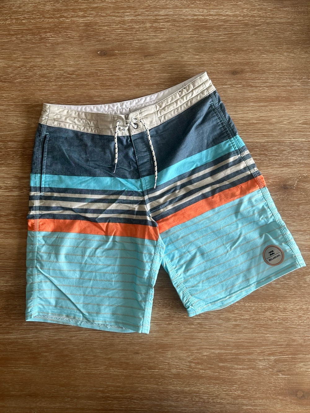 Billabong Men’s Blue Stripe Board Shorts Swim Trunks Size 27